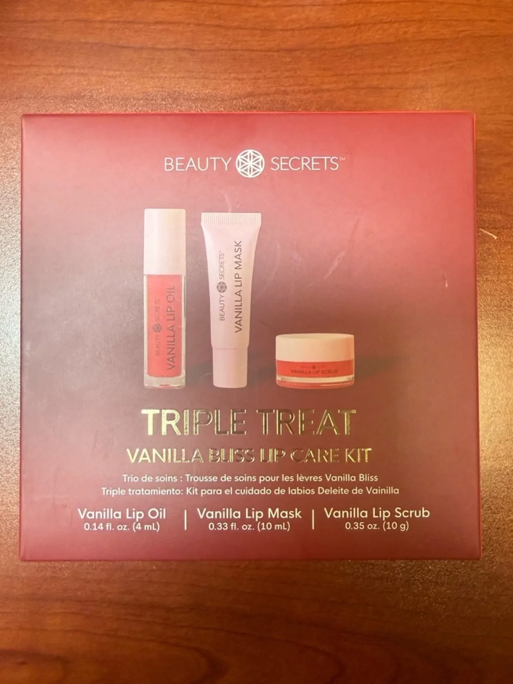 Beauty Secrets Triple Treat Vanilla Bliss Lip Care Kit With Lip Oil Mask & Scrub